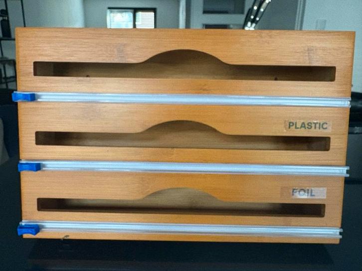 Bamboe Folie Dispenser 3-in-1 - 12 Stuks Nieuw, Huis en Inrichting, Keuken | Keukenbenodigdheden, Nieuw, Ophalen