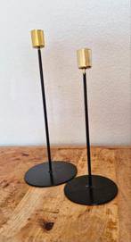 Zwart met goud kaarsenstandaard, Huis en Inrichting, Woonaccessoires | Kandelaars en Kaarsen, Zwart, Nieuw, Ophalen of Verzenden
