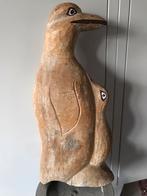 Pinguïn hout 38 cm hoog moeder en kind, Antiek en Kunst, Ophalen of Verzenden