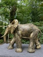 Antiek Gouden  olifant beeld tuin nieuw, Ophalen of Verzenden, Nieuw, Kunststof, Dierenbeeld