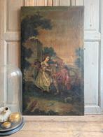 Groot 18e eeuws antiek Frans romantisch schilderij, Ophalen of Verzenden