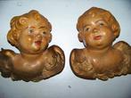 2 antieke gipsen engelhoofdjes, kerstdeco, engeltjes, Ophalen of Verzenden