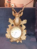 Vintage Wandklok met Hertenkop, Ophalen of Verzenden