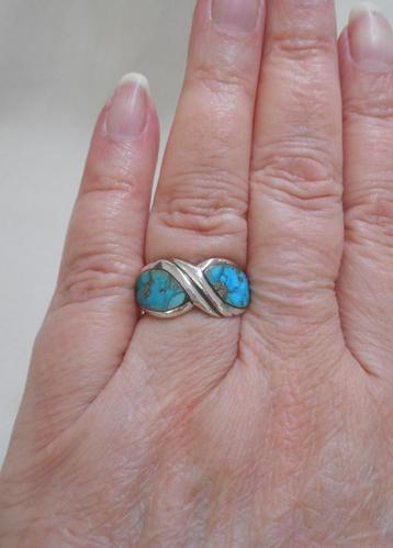 Zilveren vintage ring met turquoise maat 16 nr.1120 beschikbaar voor biedingen