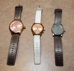 3x mooi groot Oozo horloge leren bandje mooie staat!, Overige merken, Leer, Staal, Polshorloge