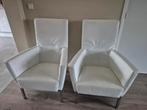 Witte leren design fauteuils met rechte zit Ojee design, Ophalen, Gebruikt, Design, 75 tot 100 cm