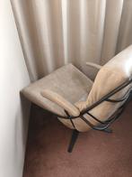 Rundlederen draaifauteuil met armleuningen, Huis en Inrichting, Fauteuils, Ophalen, Gebruikt, Metaal