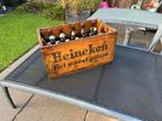 Heineken houten bierkrat van december 1966 met oude flesjes, Ophalen of Verzenden, Gebruikt, Overige typen, Heineken