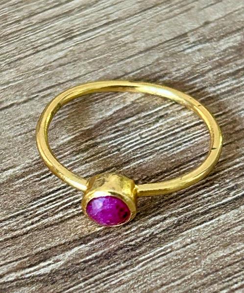Vergulde Echt 925 Zilveren Robijn Ring | nieuw | zie details, Sieraden, Tassen en Uiterlijk, Ringen, Nieuw, Dame, 17 tot 18, Goud