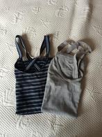 2 hemdjes donkerblauw en grijs., Kleding | Dames, Ophalen of Verzenden, Zo goed als nieuw, Blauw