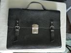 Cheney England, zwarte leren aktetas, schooltas, handtas, Ophalen, 30 tot 40 cm, Minder dan 30 cm, Zwart