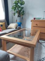 Salontafel hout, glas en rotan, Ophalen, 50 tot 100 cm, Rond, 50 tot 100 cm