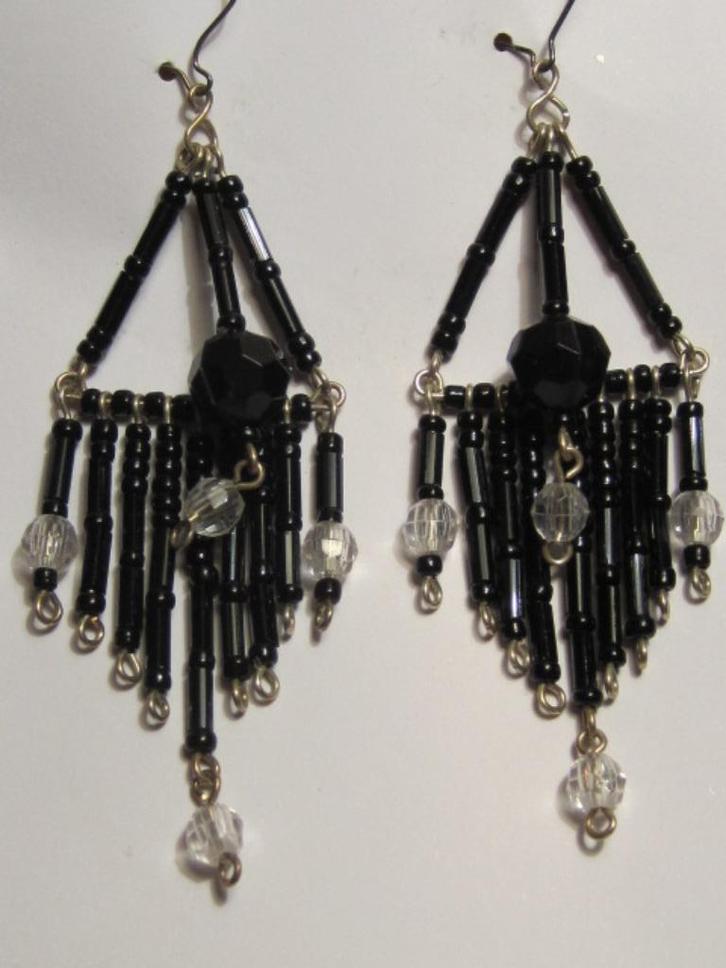 o. Schitterende zwarte OORBELLEN (hangers) (2), Sieraden, Tassen en Uiterlijk, Oorbellen, Nieuw, Hangers, Overige materialen, Zwart