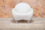 ZGANieuw! Lichtgrijze leren Leolux Papageno design fauteuil, Leolux, Leolux, Design, Ophalen of Verzenden
