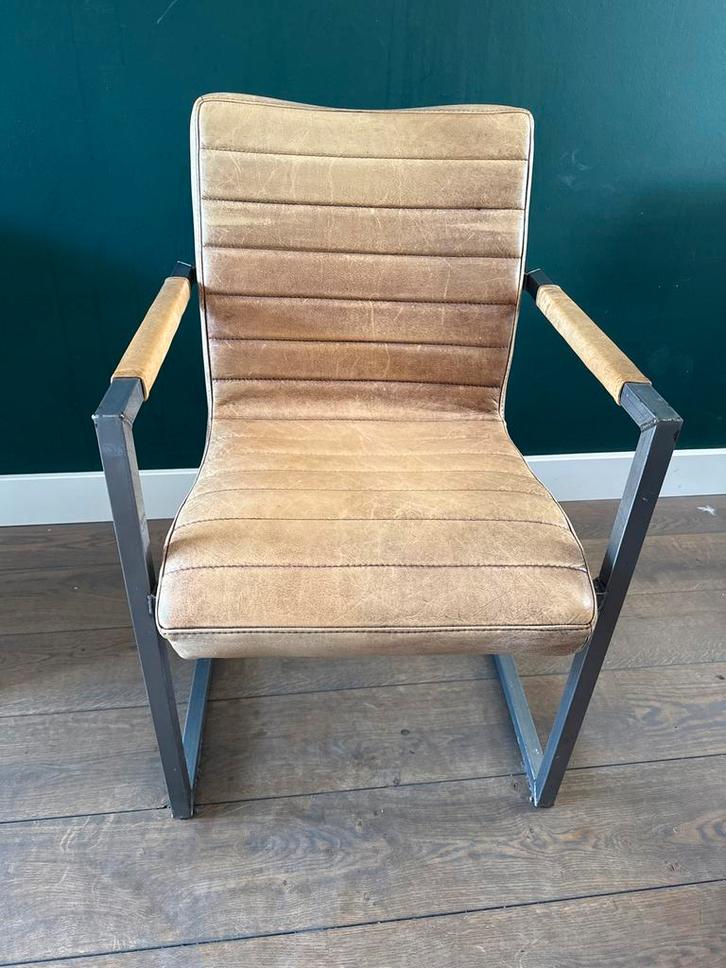 6 Leren Eetkamerstoelen - Bruin, Huis en Inrichting, Stoelen, Gebruikt, Vijf, Zes of meer stoelen, Leer, Bruin, Ophalen