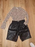 Setje pu short en luipaard shirt Zara en H&M maat 98/104, Meisje, Gebruikt, Ophalen of Verzenden, Setje