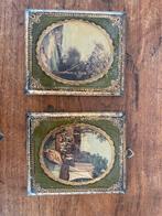 Oude schilderijtjes op hout (set van 2), Antiek en Kunst, Kunst | Schilderijen | Klassiek, Ophalen of Verzenden