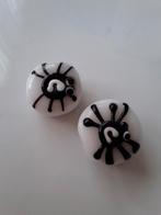 2 stuks lampwork glaskralen zwart wit kralen, Ophalen of Verzenden, Nieuw, Kraal