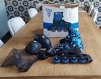 Inlineskates skeelers maat 31-34 OSAGA blauw zwart met besch, Verstelbaar, Kinderen, Zo goed als nieuw, Inline skates 4 wielen