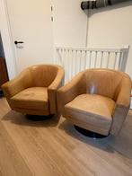 2 bruine leren stoelen (opknappers), Ophalen, Gebruikt, 75 tot 100 cm