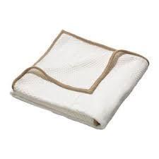 IKEA witte gebreid baby kinder dekentje bruine bies 85x115, Huis en Inrichting, Slaapkamer | Beddengoed, Zo goed als nieuw, Deken of Dekbed