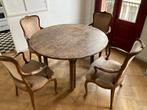 Ronde tafel met 4 vintage stoelen, Ophalen, Gebruikt, Overige materialen, Rond