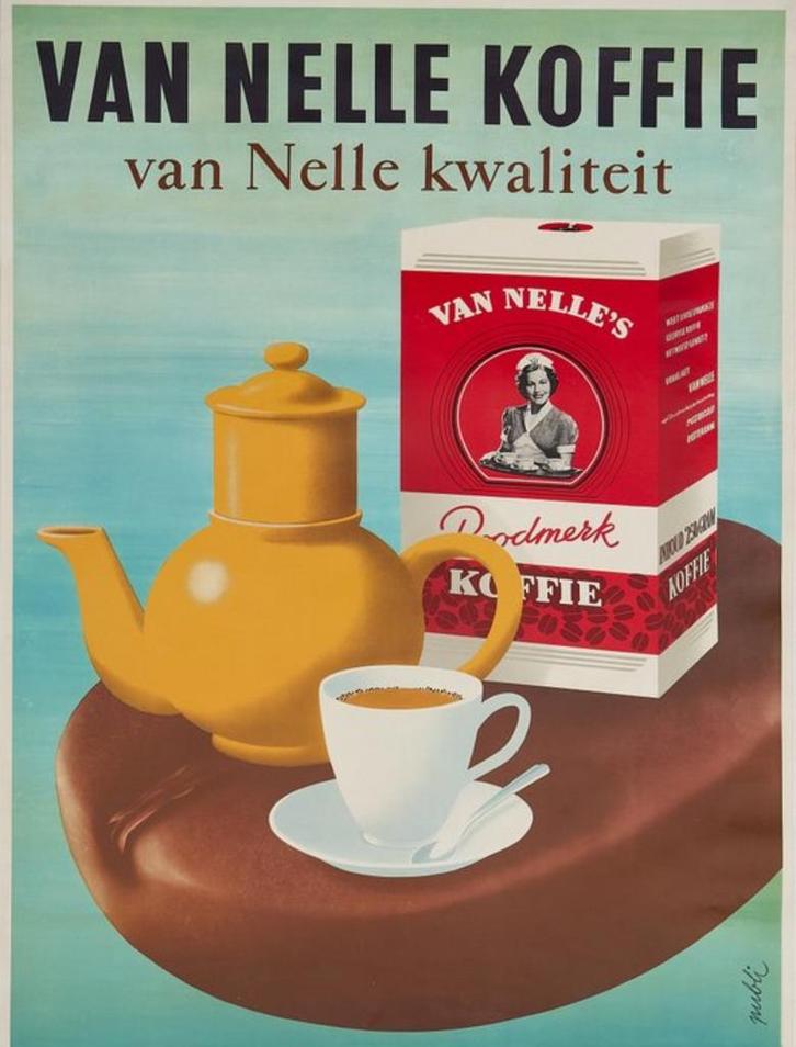 Van Nelle Koffie Vintage Poster - Jaren '80, Antiek en Kunst, Kunst | Overige Kunst, Ophalen of Verzenden