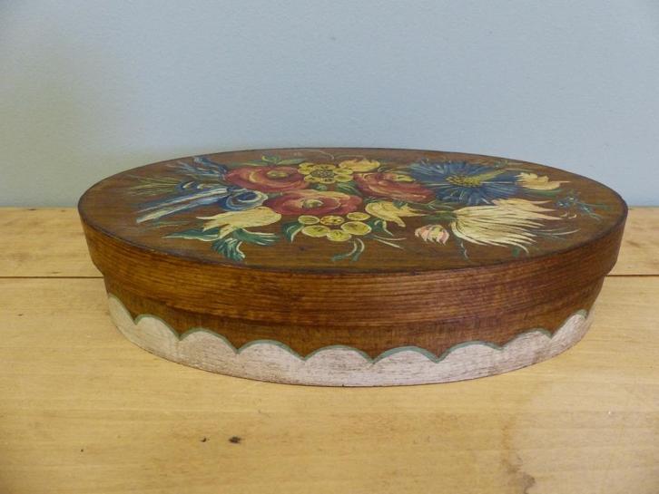 Antiek spaander doosje handbeschilderd *Couleur Brocante *, Antiek en Kunst, Curiosa en Brocante, Ophalen of Verzenden