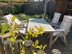 Teakhouten tuinset met uitschuifbare tafel, Tuin en Terras, Ophalen, Zo goed als nieuw, Teakhout, Stoel