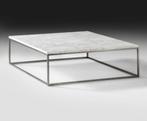 Witte marmeren salontafel 100x100 cm, stalen frame, Ophalen, 50 tot 100 cm, Overige materialen, Vierkant