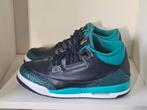 Air Jordan 3 Retro - Zwart/Turquoise - Maat 7Y- 40 GS, Gebruikt, Jongen of Meisje, Ophalen of Verzenden, Nike Jordan