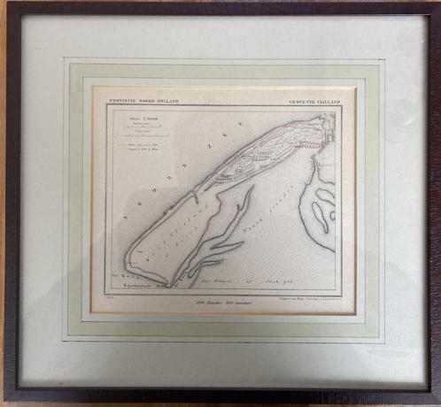 Kuyperkaart van Vlieland in lijst, Antiek en Kunst, Kunst | Etsen en Gravures, Ophalen of Verzenden