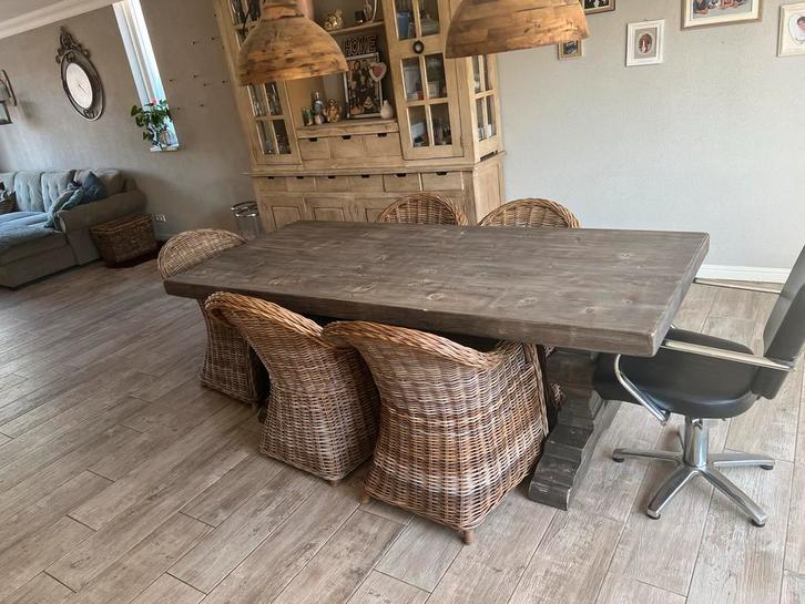 Robuuste kloostertafel met nieuw blad, Huis en Inrichting, Tafels | Eettafels, Gebruikt, 50 tot 100 cm, 200 cm of meer, Vijf personen of meer