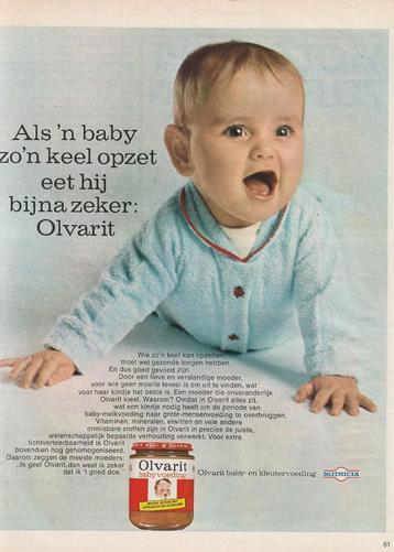 retro reclame 1969 Nutricia Olvarit baby zet 'n keel op beschikbaar voor biedingen