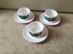 Arcopal Lotus France 3 blauw groenen soepkoppen. retro, Verzamelen, Retro, Ophalen of Verzenden, Huis en Inrichting