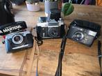 Vintage Camera's: Zenit-E & Konica C35 EF, Audio, Tv en Foto, Fotocamera's Analoog, Ophalen, Gebruikt, Compact, Overige Merken