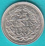 Nederland 25 cent 1939 Wilhelmina zilver, Sch. 873, Zilver, 25 cent, Ophalen of Verzenden, Koningin Wilhelmina