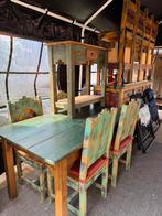 Santa-Fe Mexicaanse eettafel met 4 bijhorende stoelen, Huis en Inrichting, Ophalen, Vijf personen of meer, Rechthoekig, 50 tot 100 cm