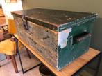 Oude Brocante Houten Kist Groen/Zwart, Antiek en Kunst, Ophalen
