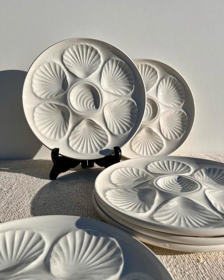 Vintage franse oesterborden per stuk kerstcadeau keramiek, Antiek en Kunst, Antiek | Servies compleet, Ophalen of Verzenden