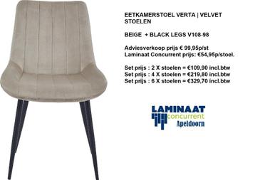 Eetkamer stoel €54,95p/st. Velvet Beige V108-98 beschikbaar voor biedingen