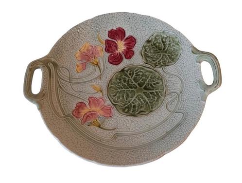 Antique Majolica Art Nouveau, Jugendstil Liberty schaal, Antiek en Kunst, Antiek | Keramiek en Aardewerk, Verzenden