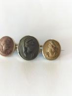 Antieke Victoriaanse Lava camee broche., Verzenden, Zilver, Broche, Verguld