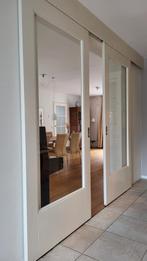 Schuifdeuren hout met glas, Ophalen, Glas, Binnendeur, 200 tot 215 cm