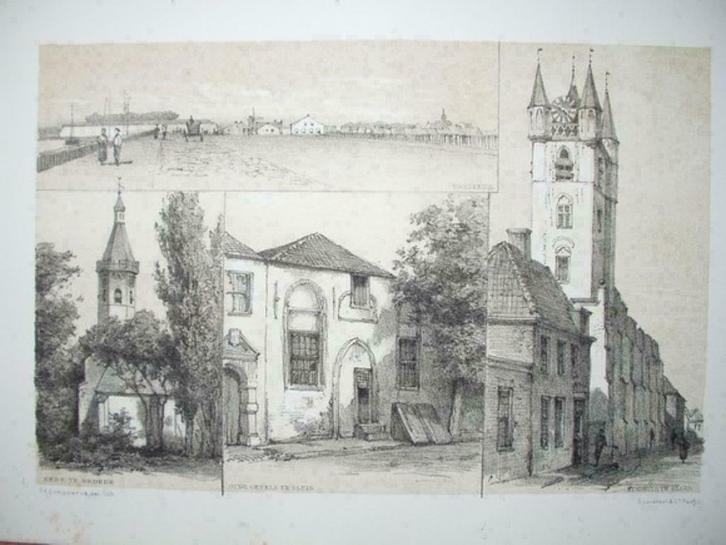 078 / Breskens / Groede / Sluis  / Litho 1884, Antiek en Kunst, Kunst | Litho's en Zeefdrukken, Ophalen of Verzenden