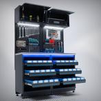 **ZIE FOTOS** Complete werkplaatsinrichting met opbergkast, Ophalen, Zo goed als nieuw