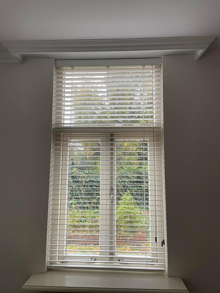 3 Witte Houten Jaloezieën, Huis en Inrichting, Stoffering | Gordijnen en Lamellen, Zo goed als nieuw, 150 tot 200 cm, 50 tot 100 cm