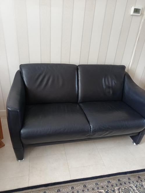bank / leren bank, Huis en Inrichting, Banken | Bankstellen, Zo goed als nieuw, Rechte bank, Tweepersoons, 150 tot 200 cm, 75 tot 100 cm