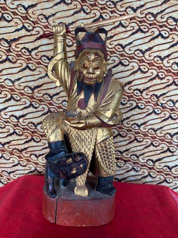 ANTIEK HOUTEN BEELD TSAI SHEN YEH (Qing dynastie) beschikbaar voor biedingen