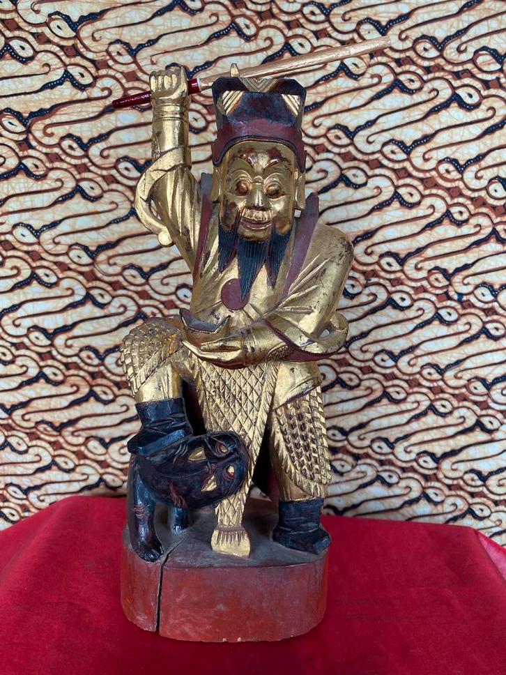 ANTIEK HOUTEN BEELD TSAI SHEN YEH (Qing dynastie), Antiek en Kunst, Kunst | Beelden en Houtsnijwerken, Ophalen of Verzenden